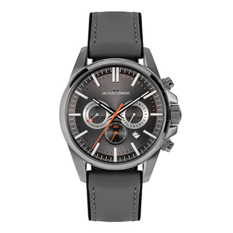 Reloj Jacques Lemans Acero y Correa de Cuero con Cronómetro Reloj Jacques Lemans Acero y Correa de Cuero con Cronómetro