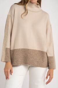 Polera Color Block Beige Melange