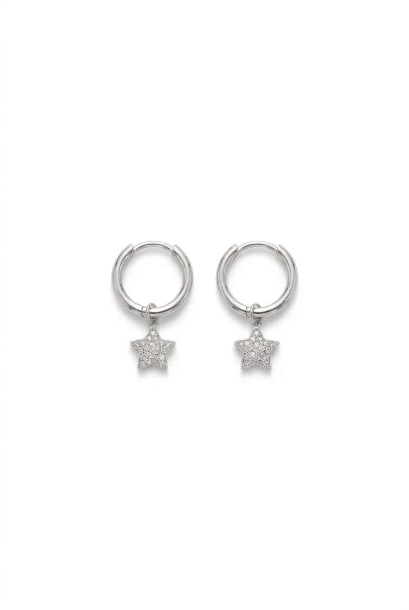 Aros acero estrella strass - plateado 