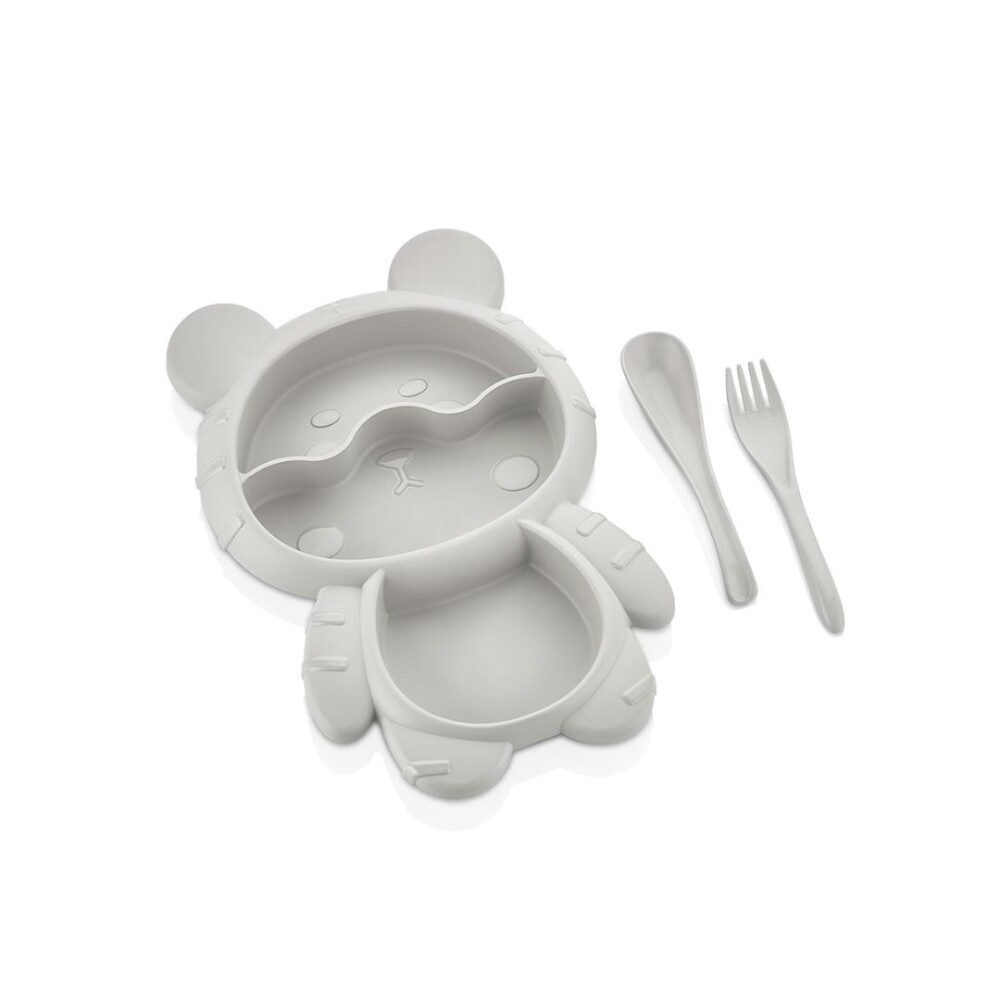 Set infantil cubiertos y vianda 500 ml 3 colores Q Set infantil cubiertos y vianda 500 ml 3 colores Q