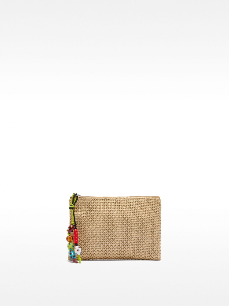 Monedero Con Efecto Rafia beige