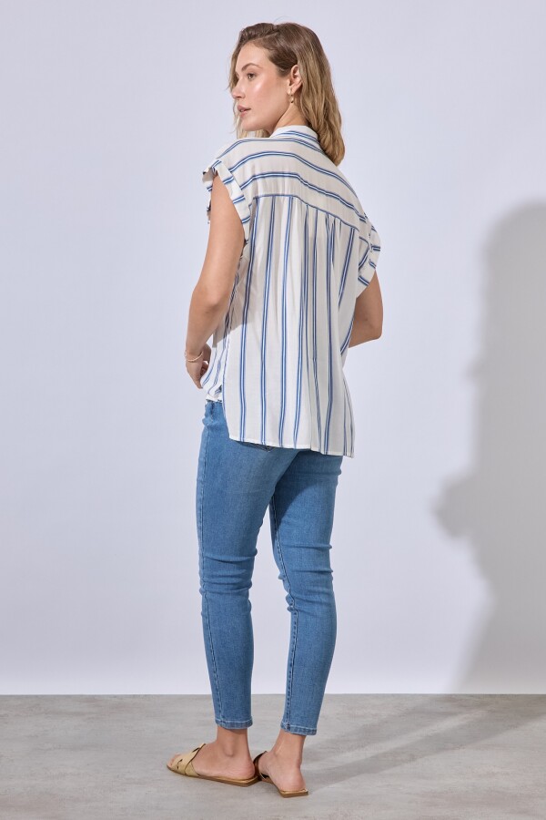 Camisa Stripes BLANCO/AZUL