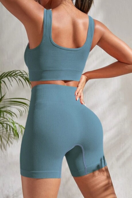 Top en lycra acanalada Azul
