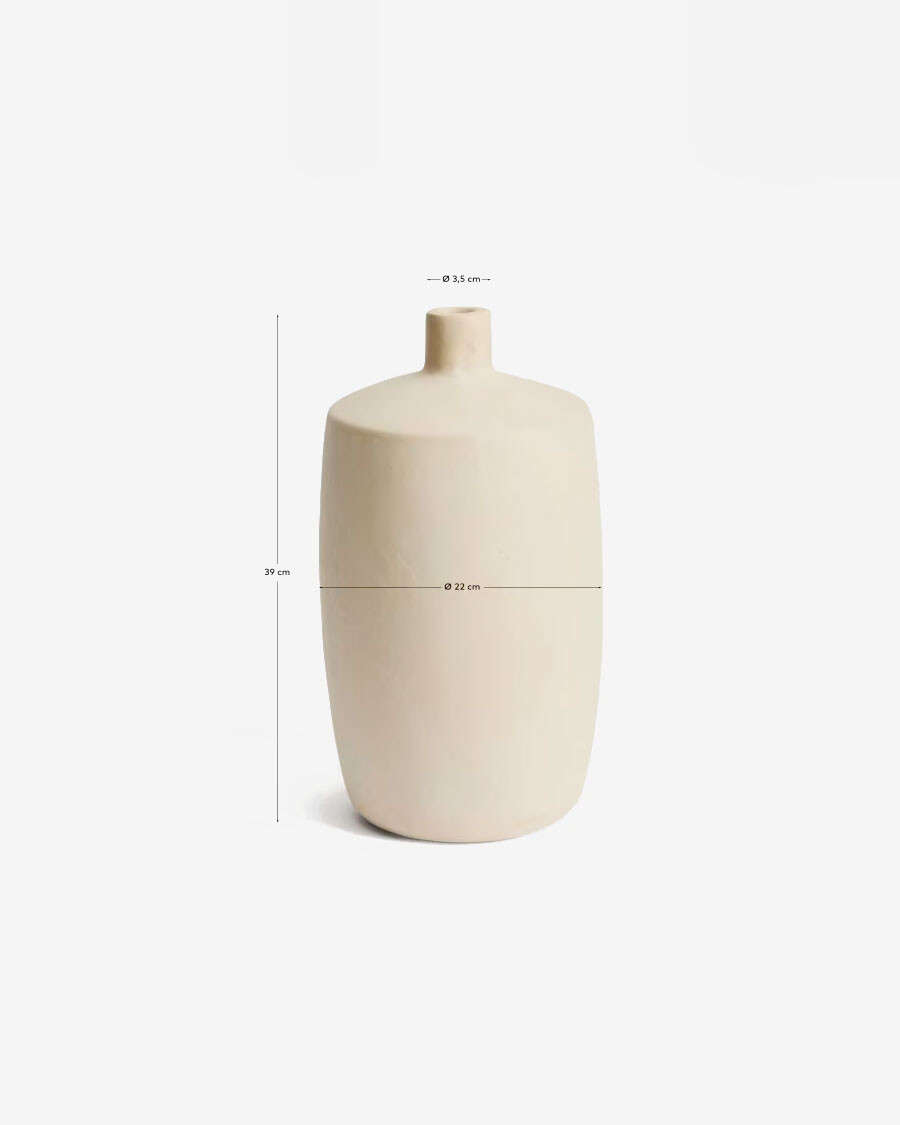 Jarrón Mireni de papel maché beige Ø 39 cm Jarrón Mireni de papel maché beige Ø 39 cm