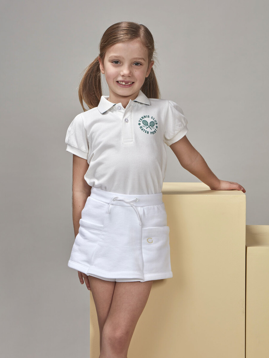 Falda Pantalon Felpa Con Contrastes Blanco
