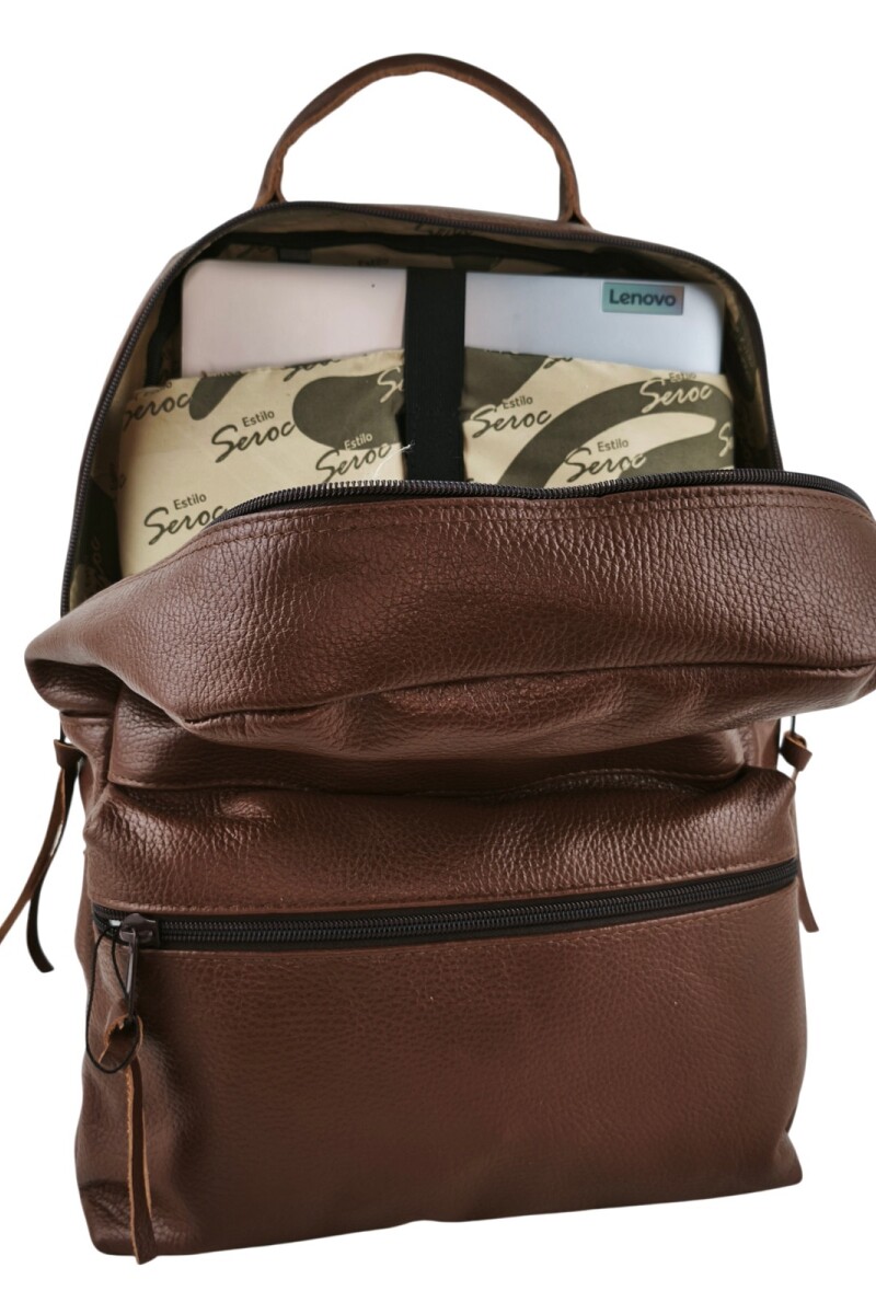 Mochila de cuero urbana Marrón