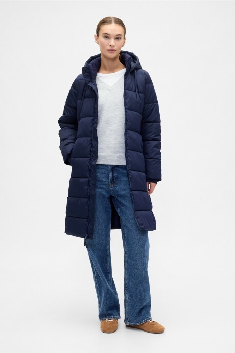 Campera Larga Puffer Mujer Navy Uniform