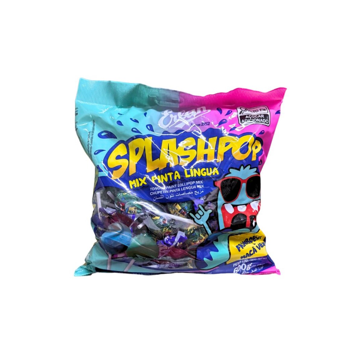CHUPETIN ERLAN SPLASHPOP PINTA LENGUA 480grs 50 Unidades 