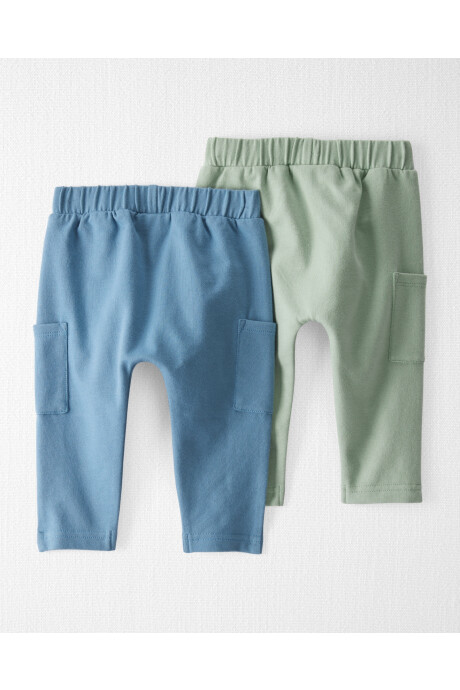 Pack dos pantalones de algodón orgánico, con bolsillos Sin color