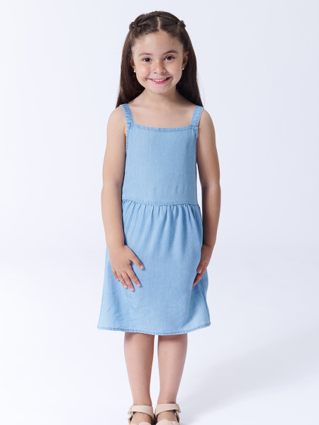Vestido liocel tirantes Celeste
