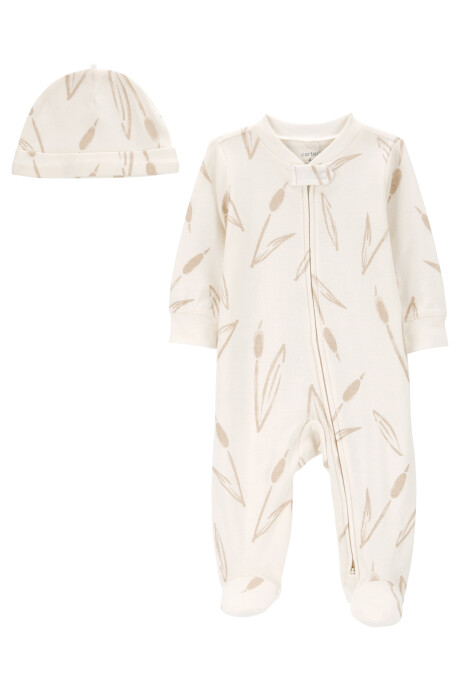 Pijama una pieza de algodón, con pie y gorro, diseño totora Pijama una pieza de algodón, con pie y gorro, diseño totora