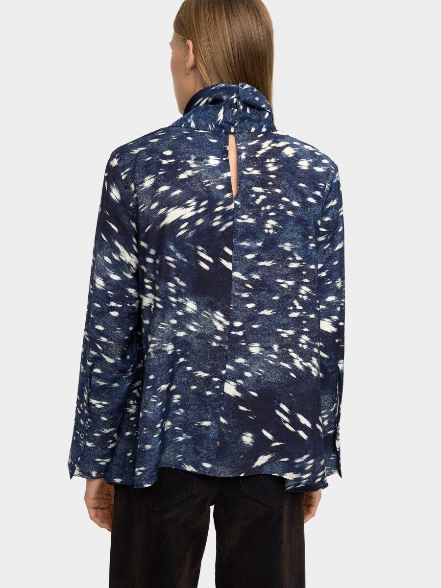 Blusa De Manga Larga Con Estampado Animal azul-marino