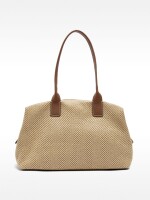 Bolso Shopper De Rafia Con Bandolera natural