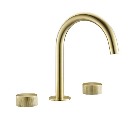 Griferia Lavatorio Bimando Con Volantes Labrados En Oro Cepillado - Serie Nuoro DORADO-BRUSHED GOLD
