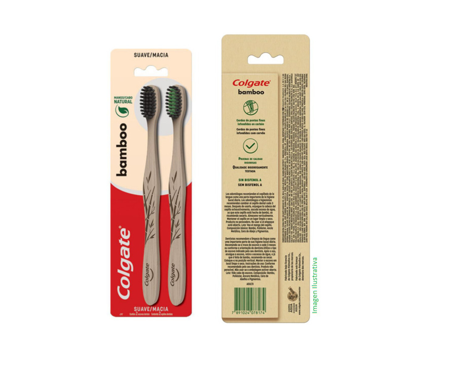 COLGATE CEPILLO BAMBOO X 2 PACK X 2 UNID 