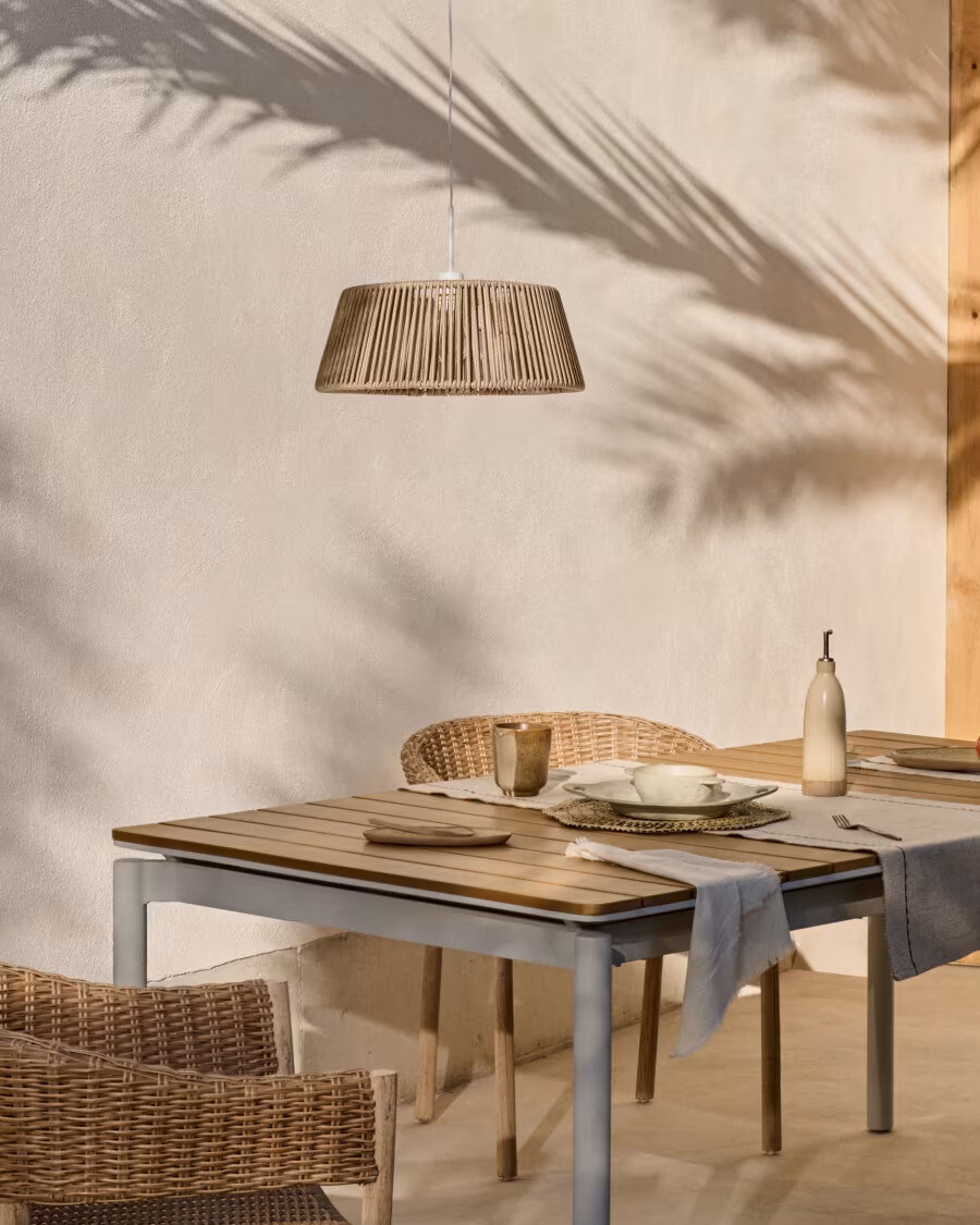 Mesa extensible de exterior Canyelles de polimadera y aluminio blanco mate 140 (200) x 90 cm