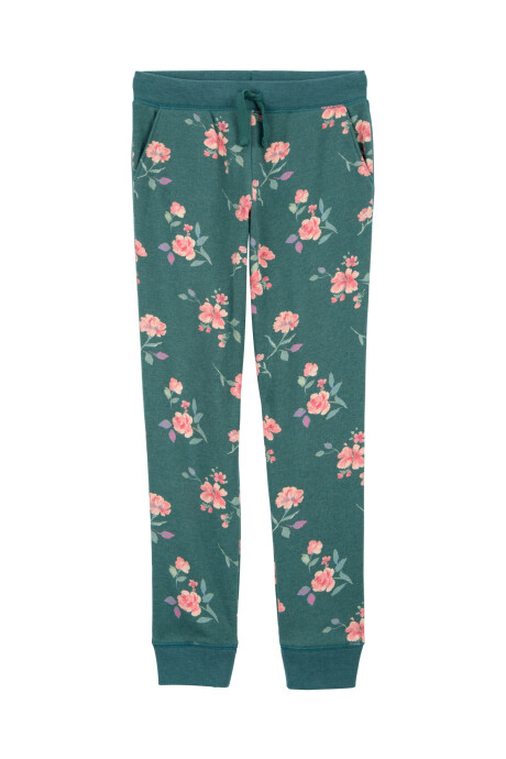Pantalón deportivo de algodón, diseño floral. Talles 6-14 Sin color