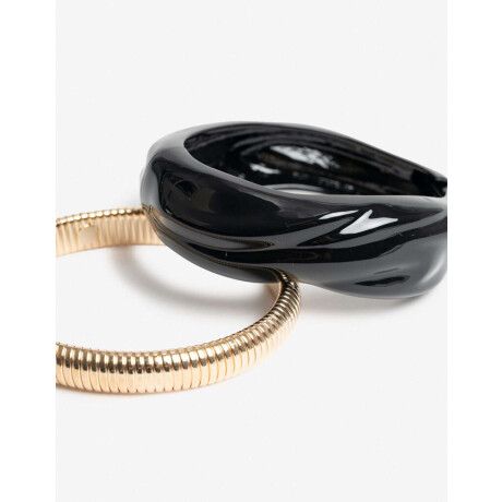 Set 2 Brazaletes Esmaltado Y Metal Dorado