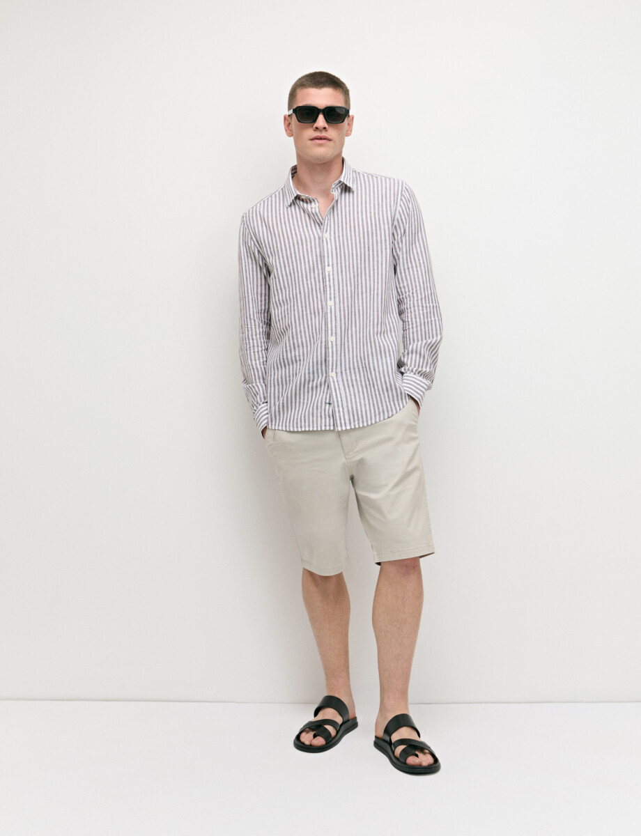 012765 CAMISA LINO WIN Blanco/camel