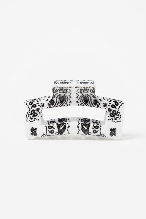 Broche cuadrado paisley blanco