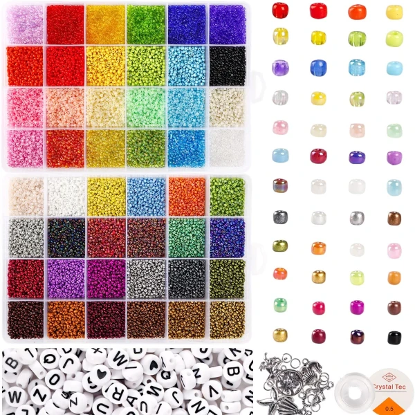 Juego de 35000 Cuentas de Vidrio Para Hacer Pulseras Juego de 35000 Cuentas de Vidrio Para Hacer Pulseras