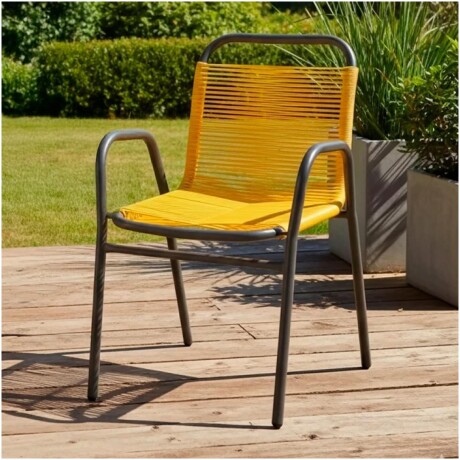SILLA RATTAN SC-018R Silla De Jardín RUSTICO SC-018R Símil Rattan Estructura De Acero - Amrilla