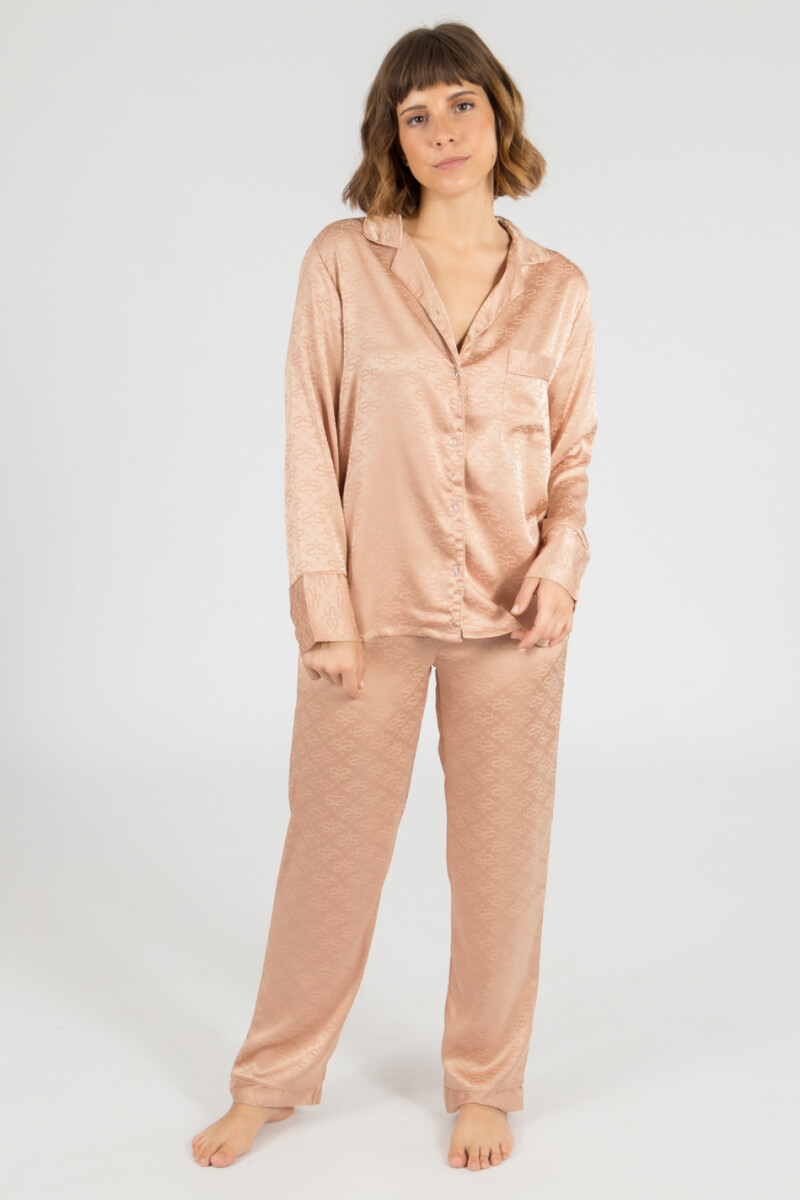 Pijama jacque saten - Rosa antique 
