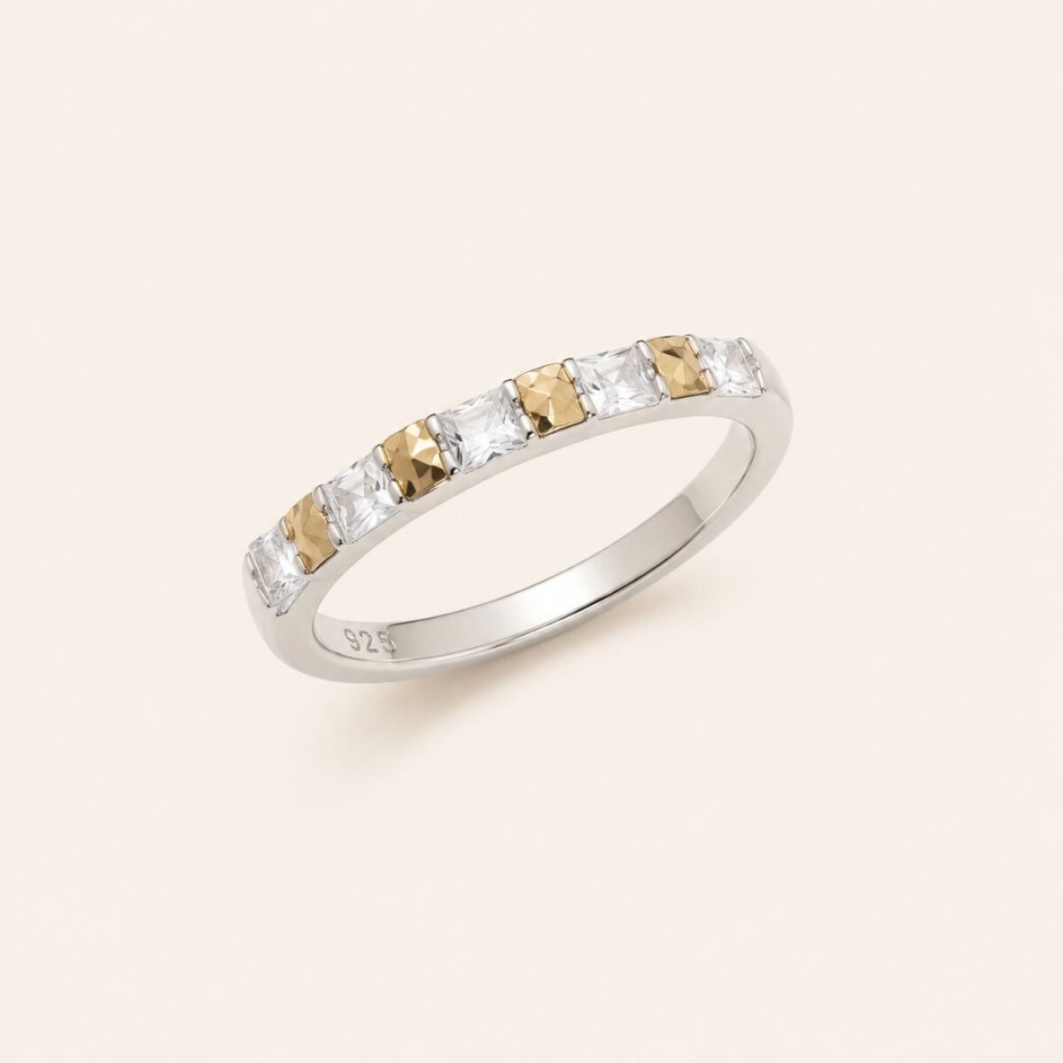 Anillo Medio Sin Fin - Plata y Oro 
