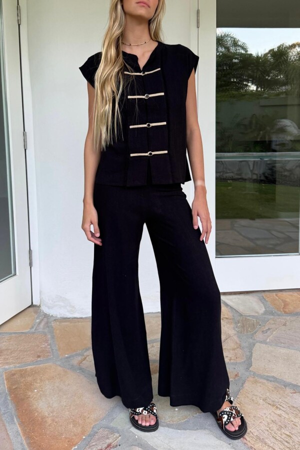 Pantalón Lino Tusor Negro