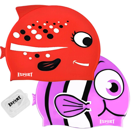 Set X2 Gorras + Clip Nasal + Tapones Peces Infantil Rosa
