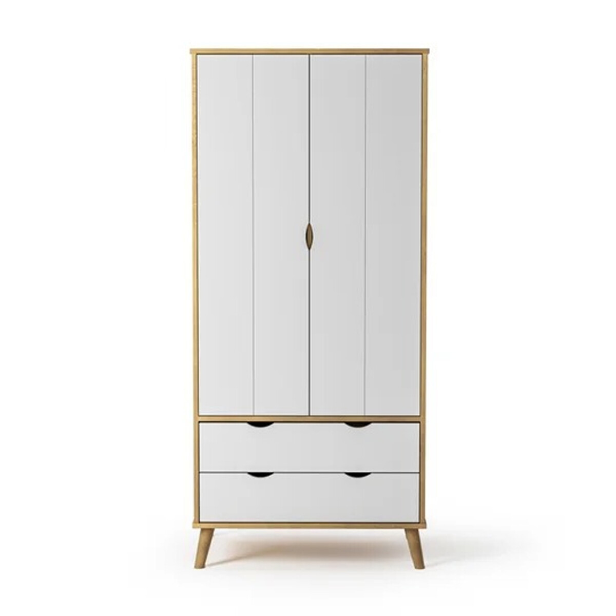 ROPERO 2 PUERTAS 2 CAJONES GUARDARROPA ARMARIO PLACARD CLOSET EN MADERA MACIZA - BLANCO 
