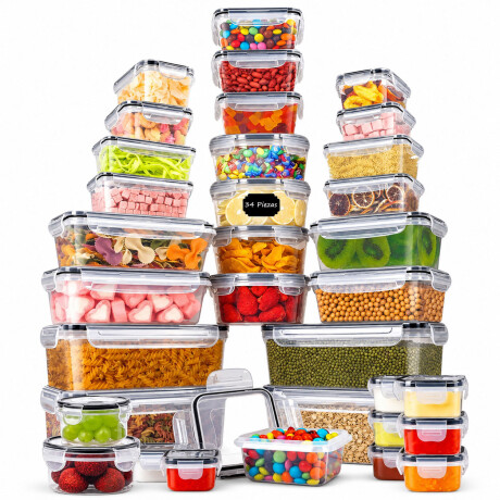 Set De Recipientes Herméticos 34 Piezas Cocina Apilables Transparente