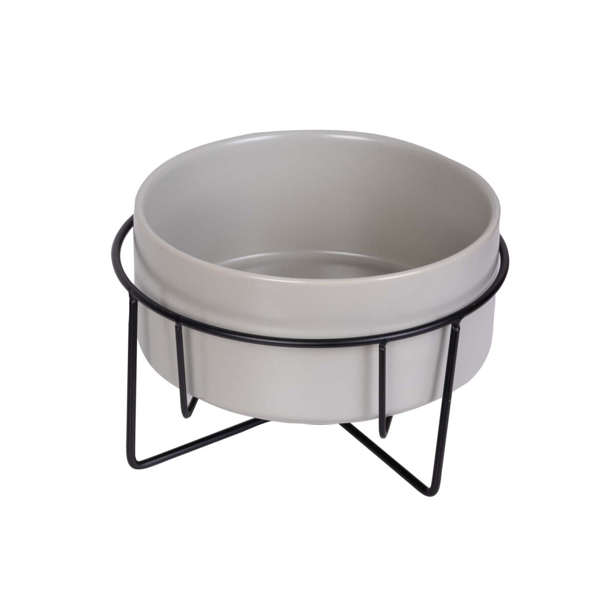 COMEDERO MASCOTAS - CERAMICA-Y-METAL GRIS CERÁMICA Y METAL 
