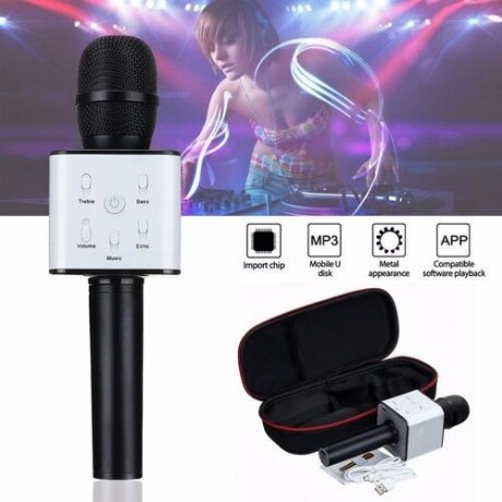 Micrófono Karaoke bluetooth inalámbrico parlante USB Negro