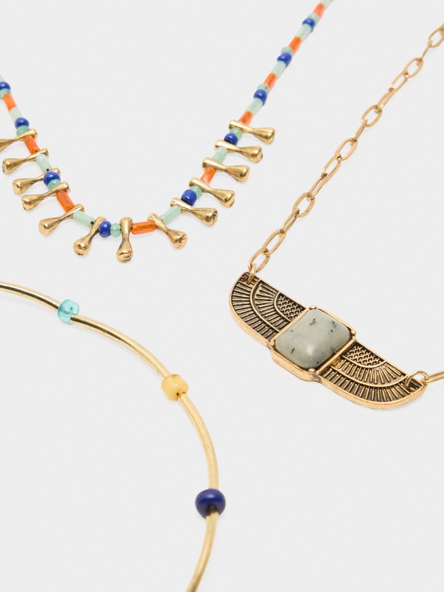 Set De Collares Con Cuentas De Piedras multicolor