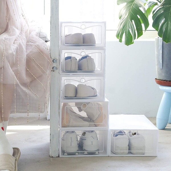 Cajas Estantes Organizador Rack Zapatos Zapatera Apilabl X48 Color Variante Blanco grande