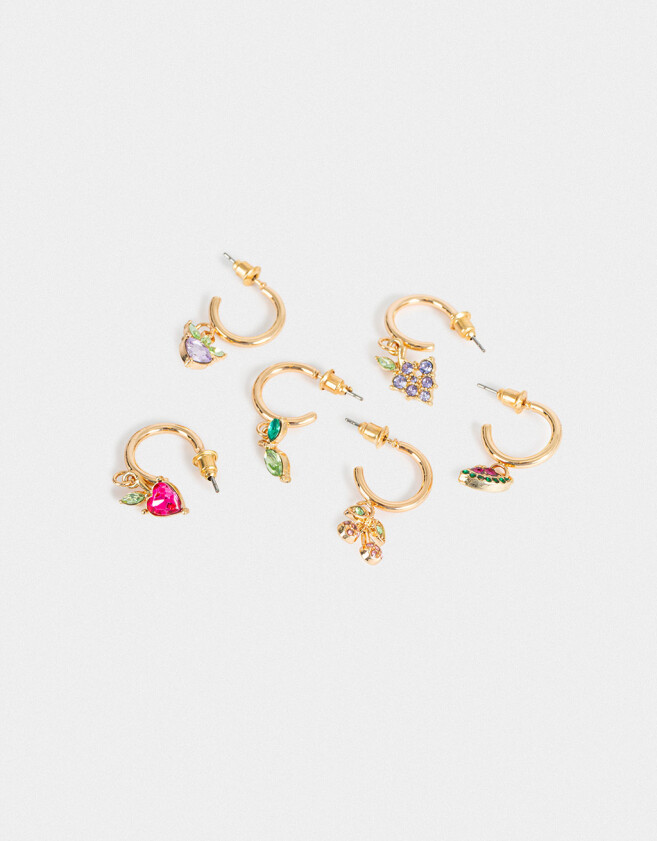 Aros Argollas Set Frutas Set De Aros Argolla Frutas - Dorado