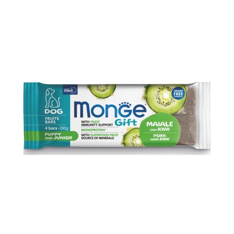 MONGE GIFT FRUIT BARS PUPPY PORK & KIWI 100GR Monge Gift Fruit Bars Puppy Pork & Kiwi 100gr