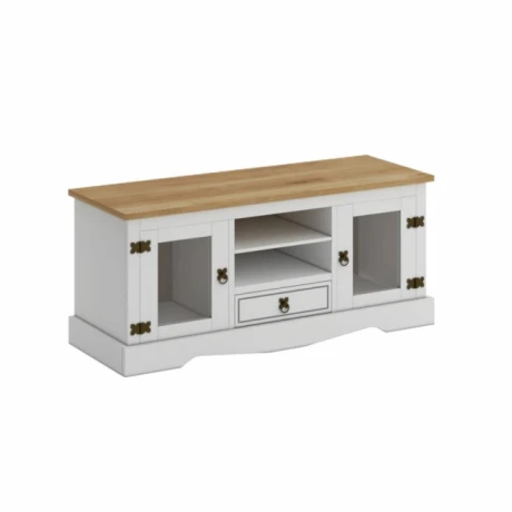 Rack 2 Puertas Rustico Vidrio 1 Cajon 1.20 Blanco Rack 2 Puertas Rustico Vidrio 1 Cajon 1.20 Blanco