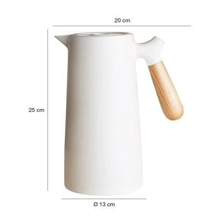 Jarra Térmica de 1Lt en Plástico y Mango Ergonómico Madera Blanco