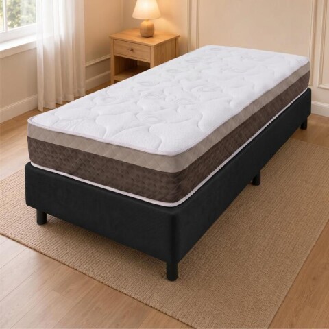 Sommier con Resortes Pocket Espuma Alta Densidad y Eurotop Soporte 130 Kg 1 Plaza 88 cm de Ancho