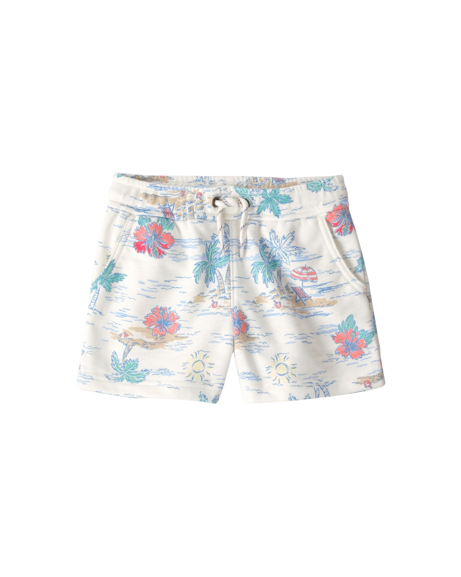 Short deportivo de algodón, diseño tropical Sin color