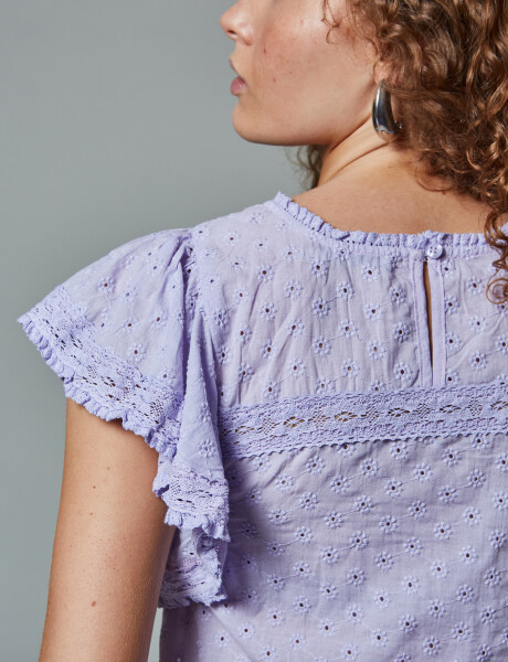 Blusa broderie lila