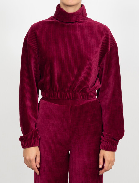 Buzo acanalado bordo