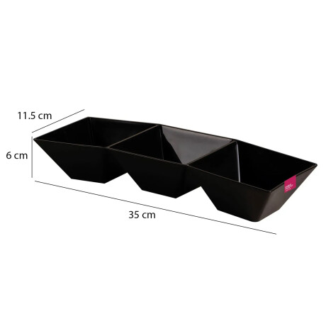 Copetinero Le Chef Rectangular con 3 Divisiones 35x11.5x6Cm Negro