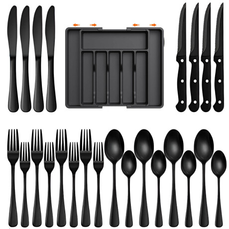 Set Cubiertos Completo El Chingón Ac Inox Negro 25pcs Set Cubiertos Completo El Chingón Ac Inox Negro 25pcs