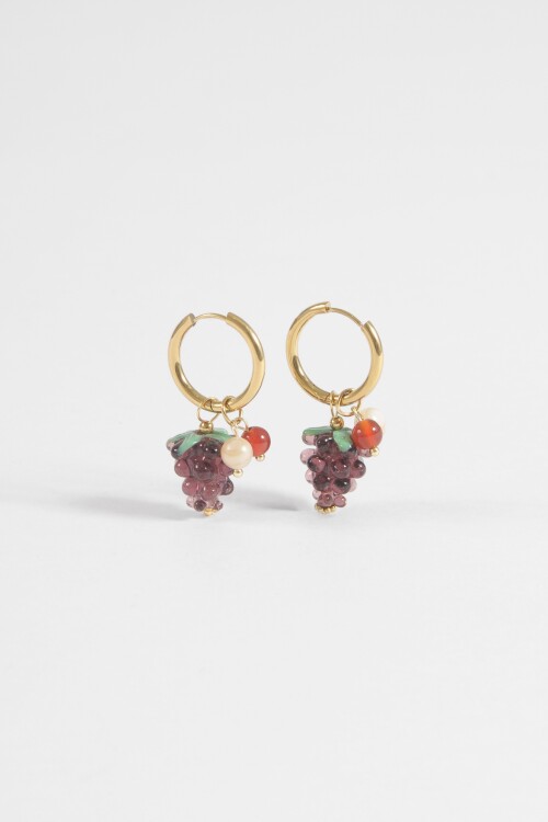 Aros acero uvas dorado
