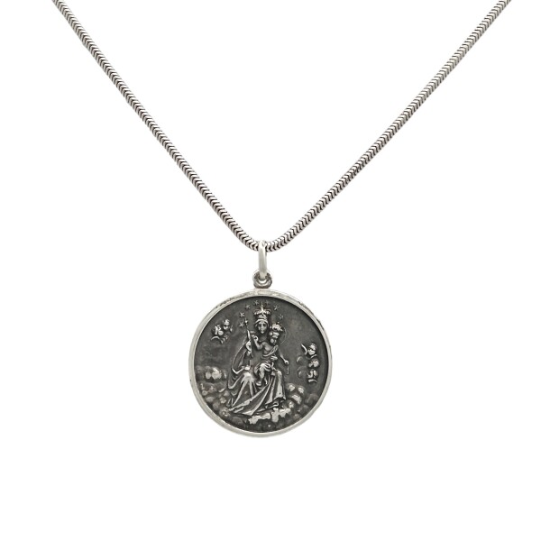 Dije Virgen del Carmen-Plata 925 quemada-Sin piedra-CP3082 sinpiedra