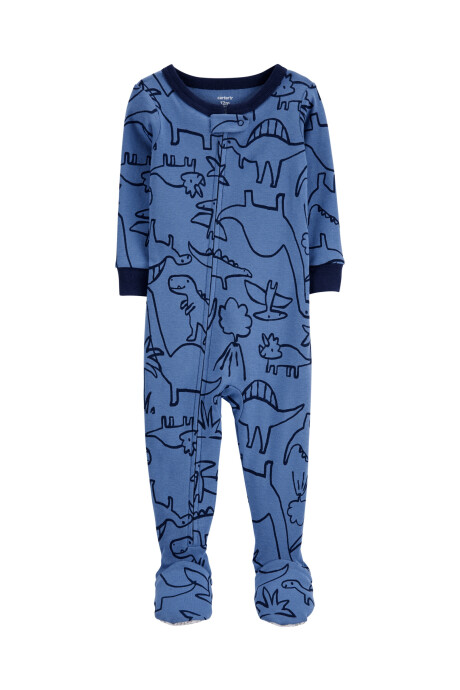 Pijama de 1 pieza con 100% ajuste perfecto de algodón, con pie y estampado de dinosaurios 0