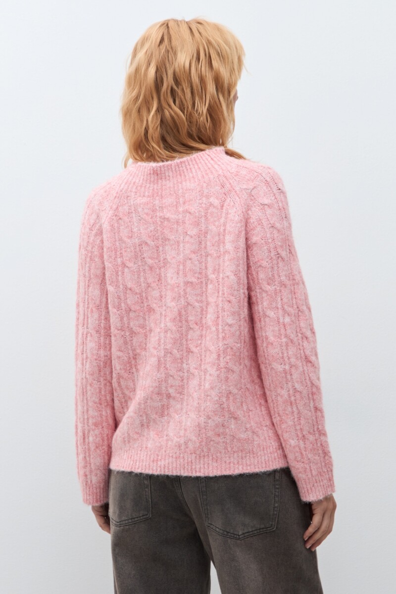 Sweater estructuras rosa melange